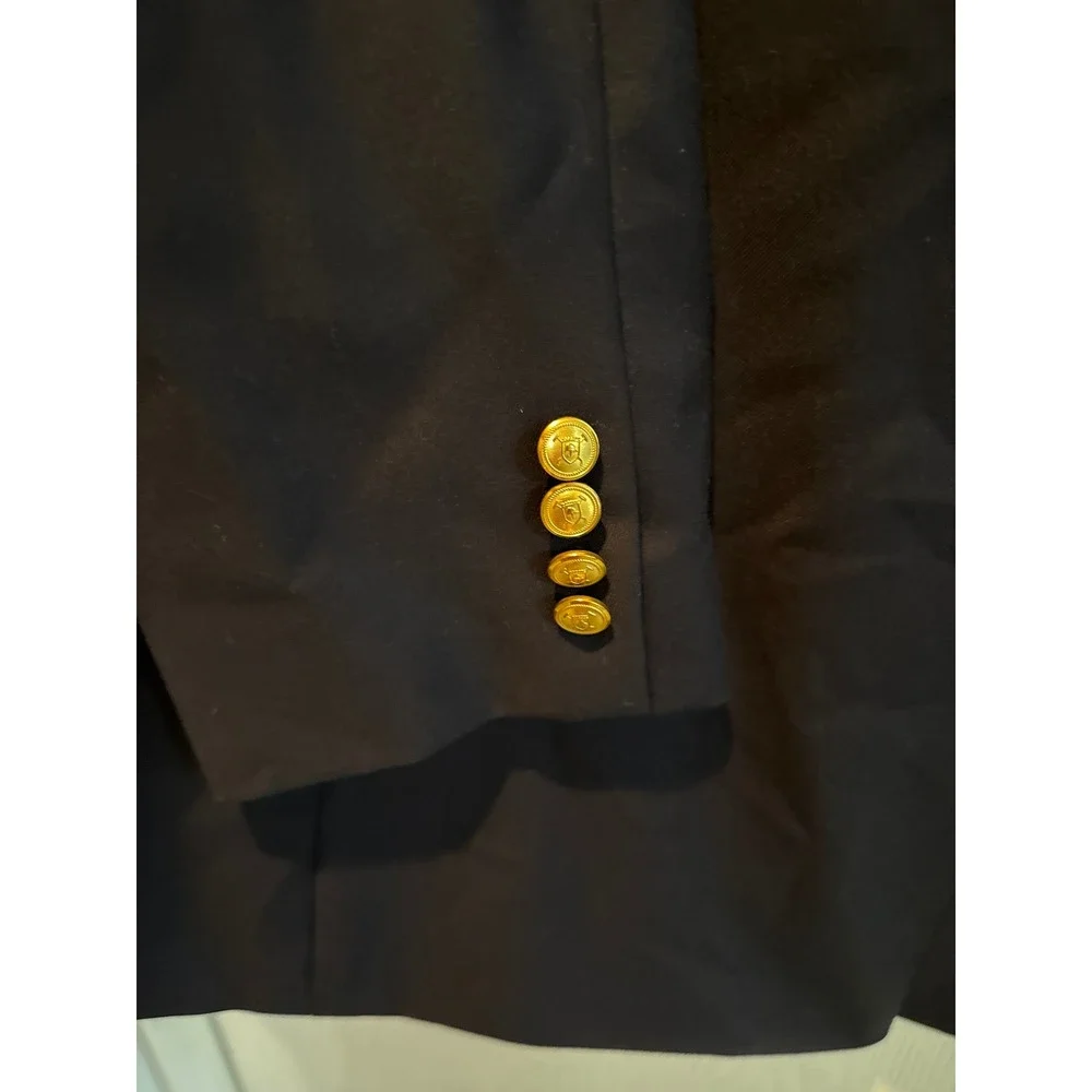 Lauren Ralph Lauren Mens 46R Navy Blue 100% Wool 2-Button Blazer Gold Buttons